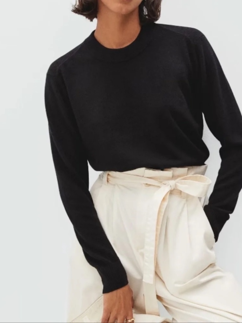 Everlane Black Cashmere Crew Neck Sweater Size Large